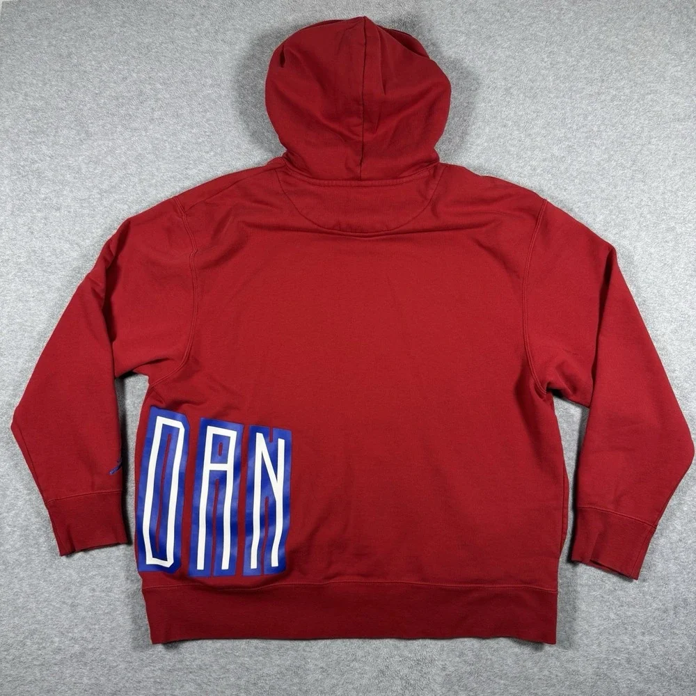 Jordan Jumpman Hoodie 2XL Red JOR DAN Spellout Pullover Basketball Sweatshirt
